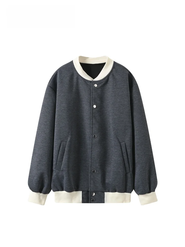 

Loose Long Sve round Ne Jaet Women's plus Size Outerwear Autumn Winter New Sle Trendy Splicing Casual Fit Top