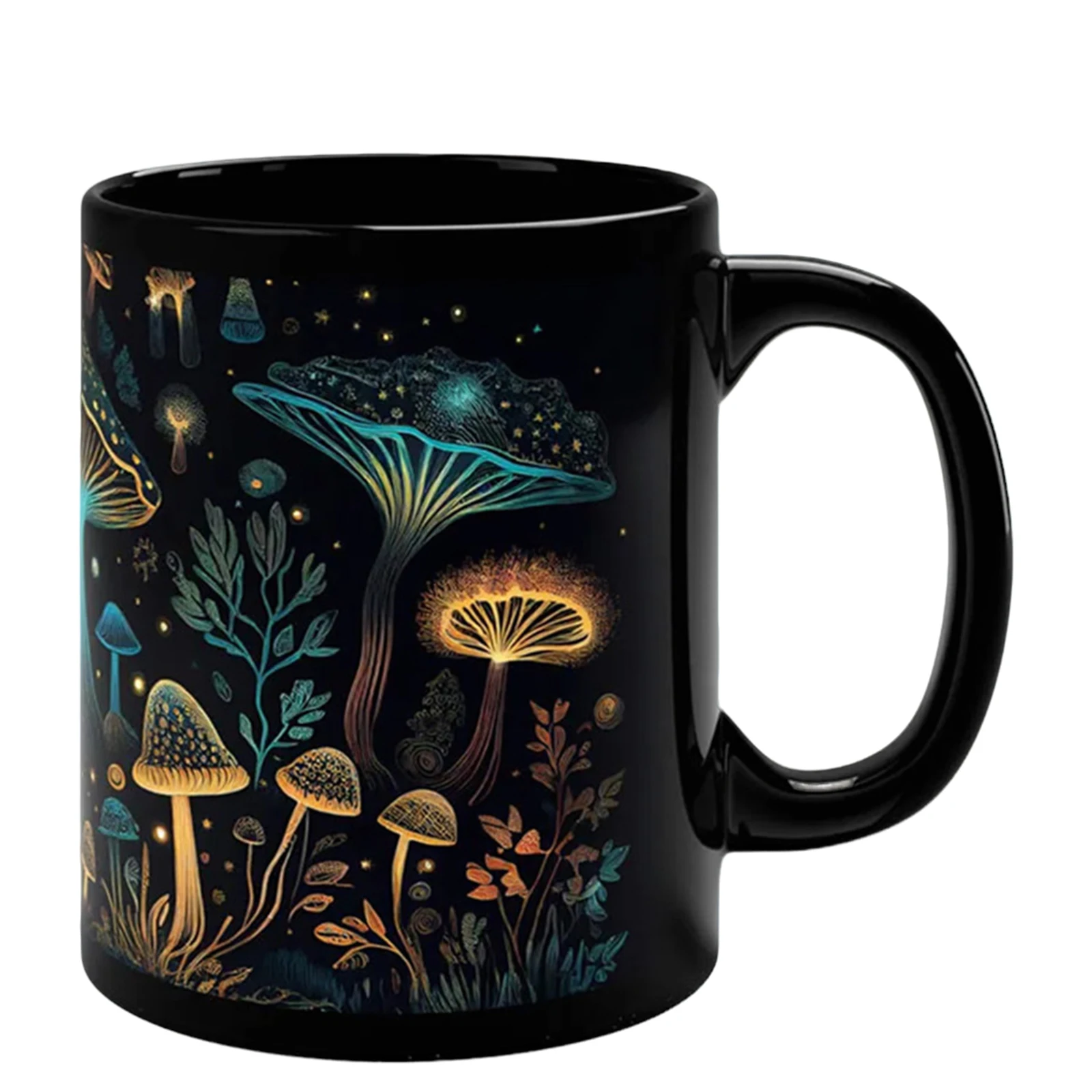 Ceramic Mushroom Mug Creative Starry Printed Coffee Cup Daily Multifunctional Tea Cup Stylish Black Durable Household Gift Mug