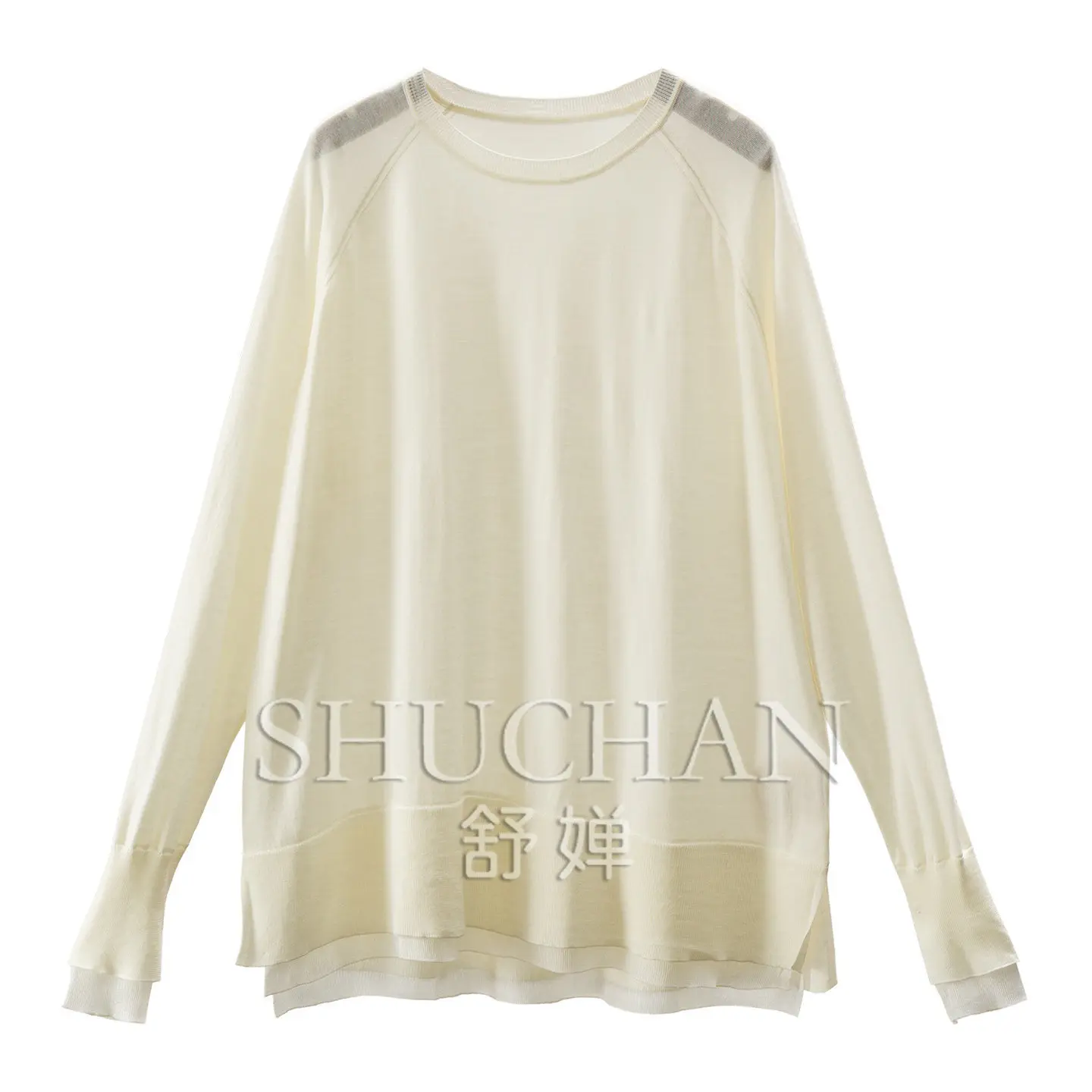Pullover 60 Worsted Wool Fake Two-piece Bottoming Knitted Sweater Women's 93W3 Long Sleeve Top