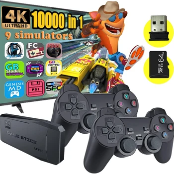 64G Game Stick Lite 4K Built-in 10000 Games Retro Game Console For PS1 GBA Gba Wireless Controller For Children Xmas Gift Dropshipping
