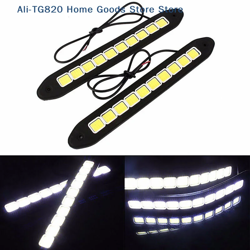 

[TG820]1X 10LED 12V Дневные ходовые огни DRL COB, светодиодная лента, противотуманная фара, водонепроницаемая, для автомобиля