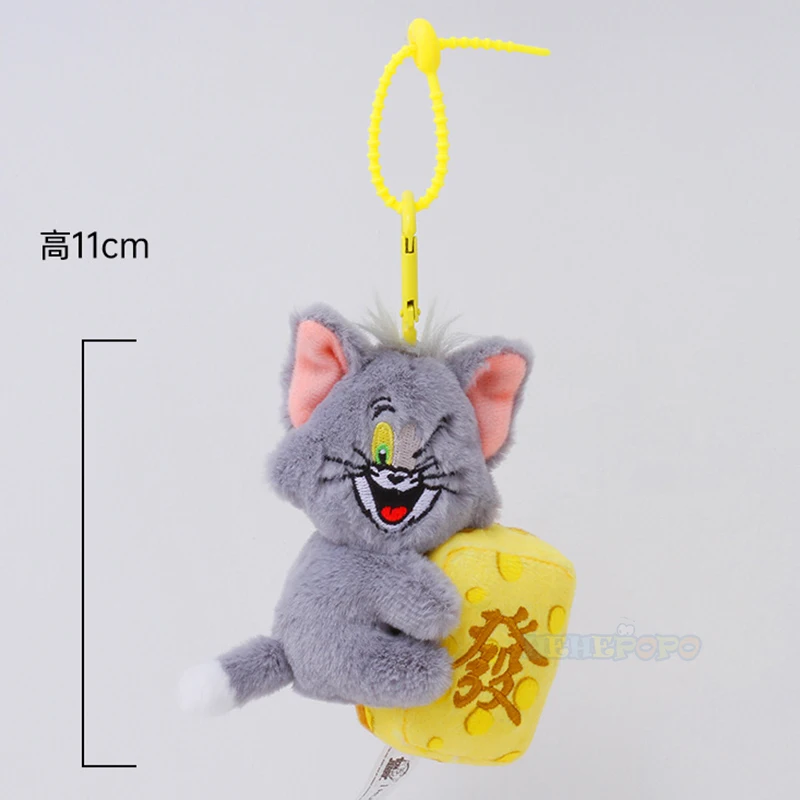 12cm Tom and Jerry Fortune Mahjong Plush Keychain Pendant New Year Tycoon Keychain Cute Bag Hanging - Image 5