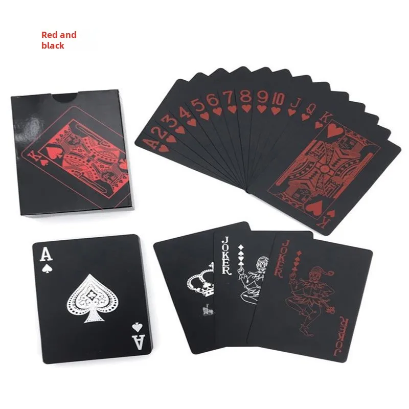 54Pcs/Set Poker Card Black Plastic Playing Cards Wear-Resistant Durable PVC Waterproof Play Board Game Cards Home Party Pokers