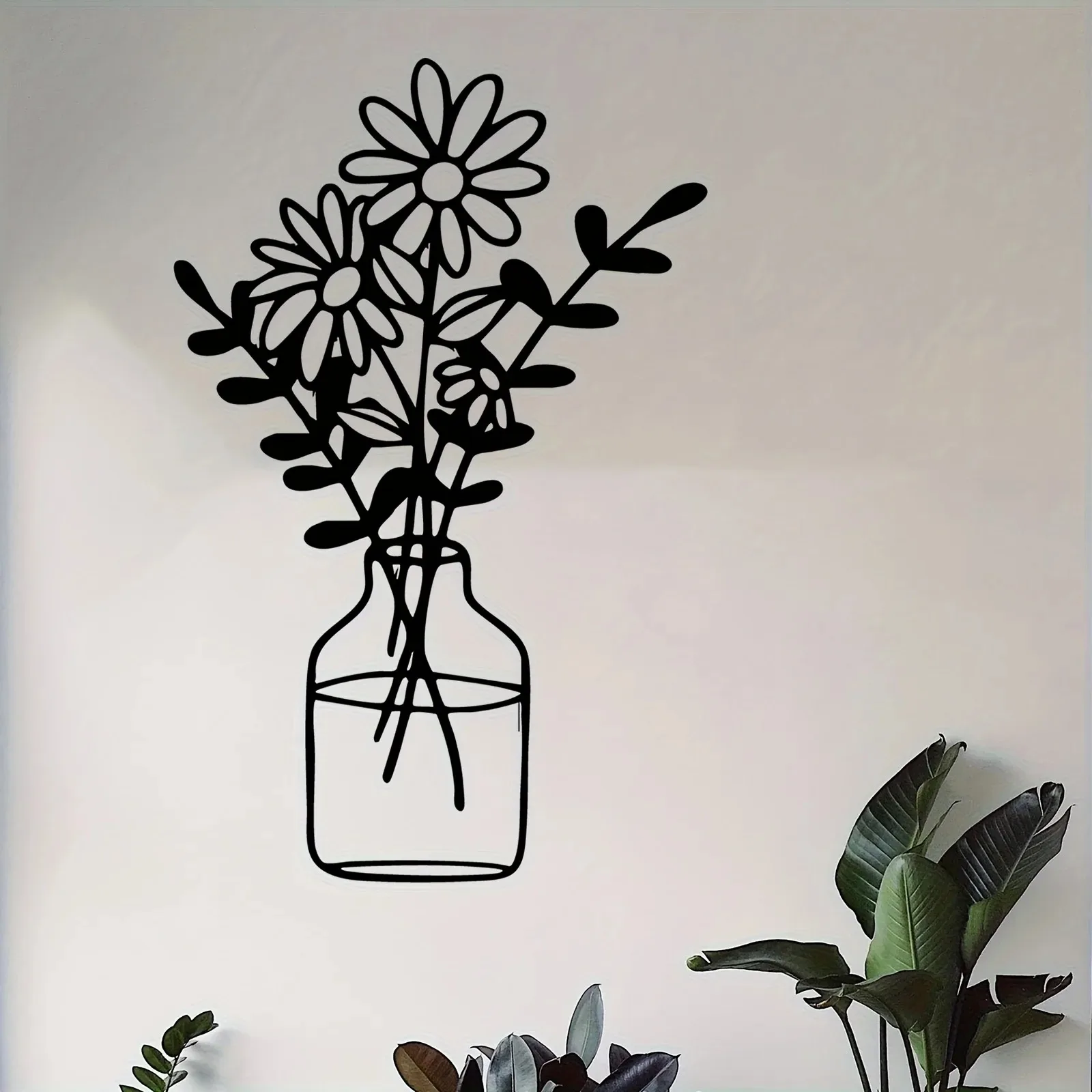CIFBUY Iron Wall Art Daisy Vase Metal Sign Waterproof Home Kitchen Garden Decor Rustic Hanging Plaque
