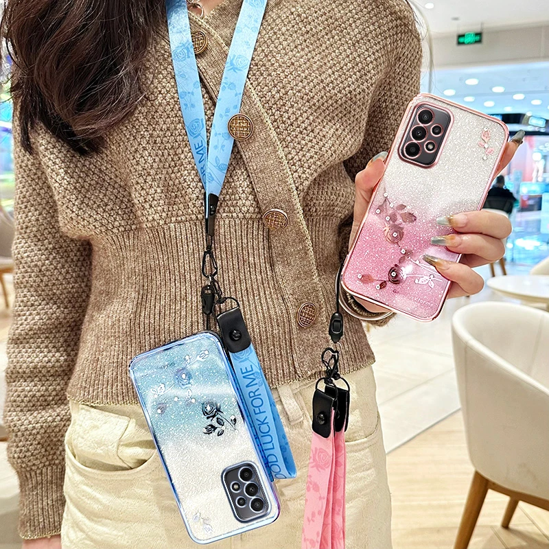 Lanyard Phone Case For Samsung Galaxy A31 A36 A27 A24  A23 A33 A35 A26 A25 A34A22 4G 5G Lens Protection Silicone TPU Cover Cases