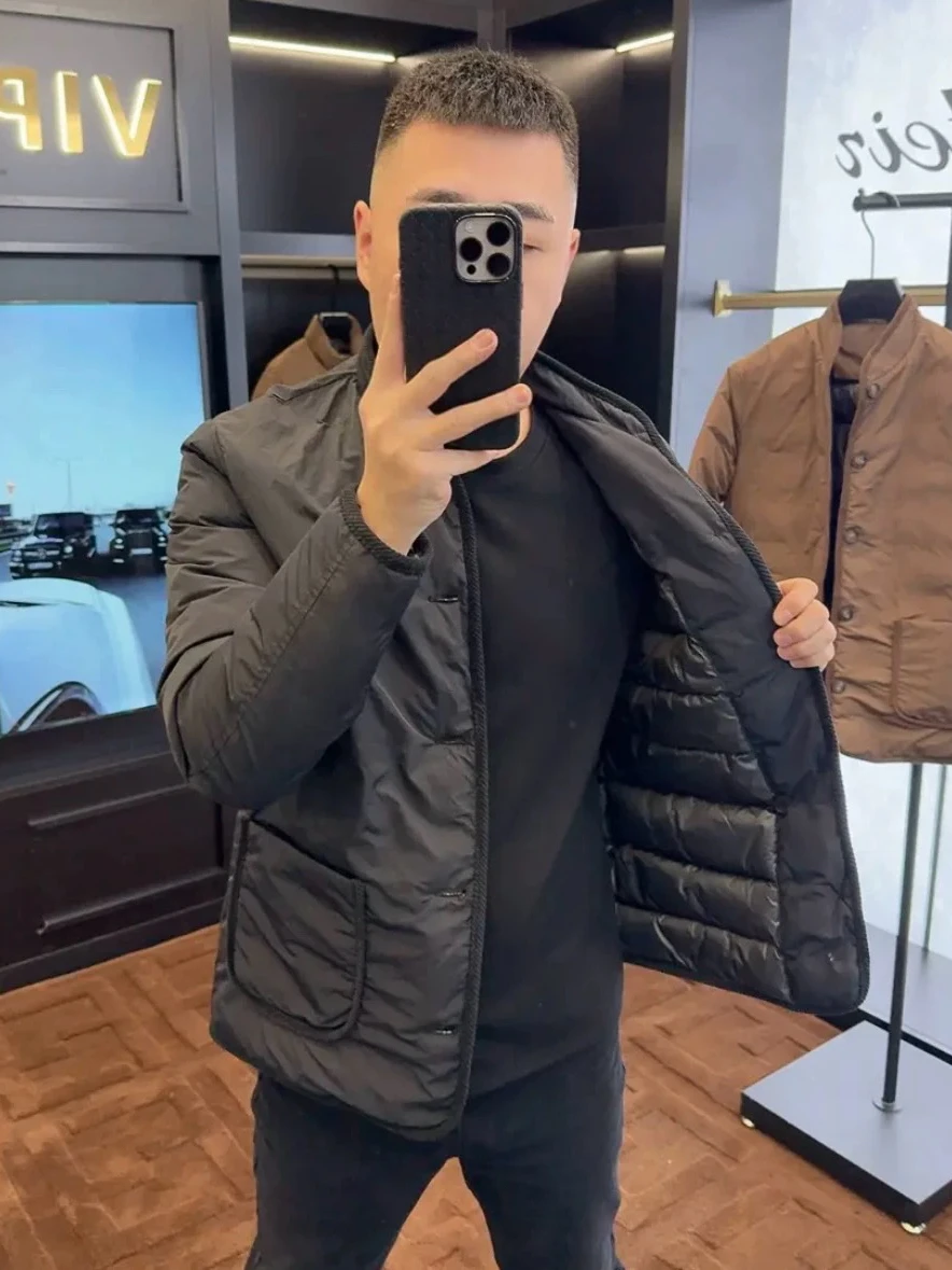 

Winter New Men's ort Thiened Stand Collar down Cotton Jaet Sli Warm Faionable Versatile Youth ular Daily Wear