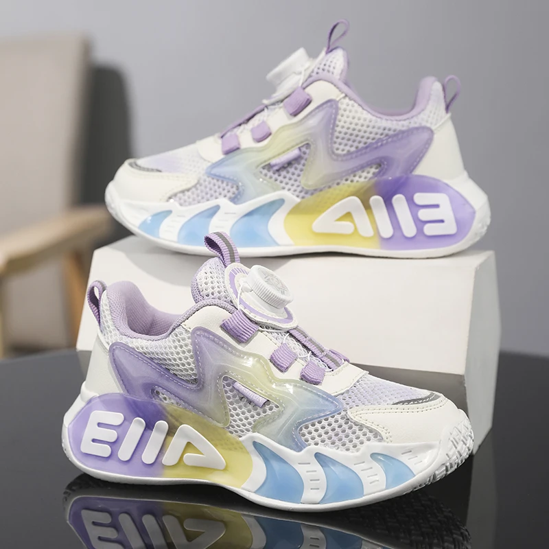 

Модные детские кроссовки на платформе для девочек, розовые, фиолетовые, удобные, летние, дышащие, сетчатые, спортивные, теннисные туфли для девочек