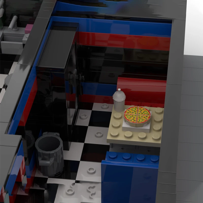 835 pçs moc marca de comida dominó pizza loja modular construção de negócios diy modelo blocos de construção brinquedos aniversário presente