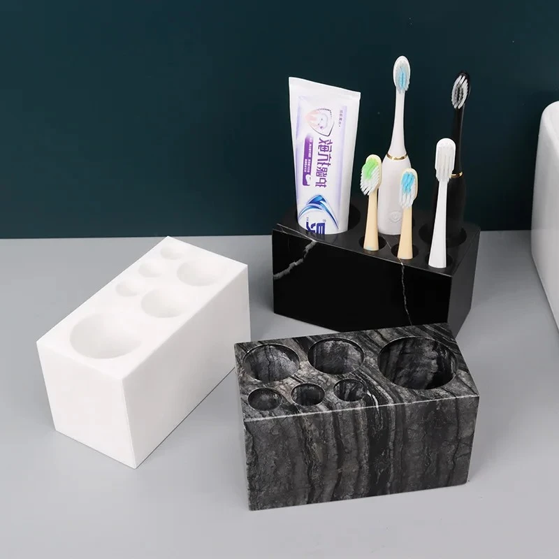 

Natural Stone Marble Toothbrush Holder for Electric & Manual Brushes Luxury Family Bathroom Accessories Set
