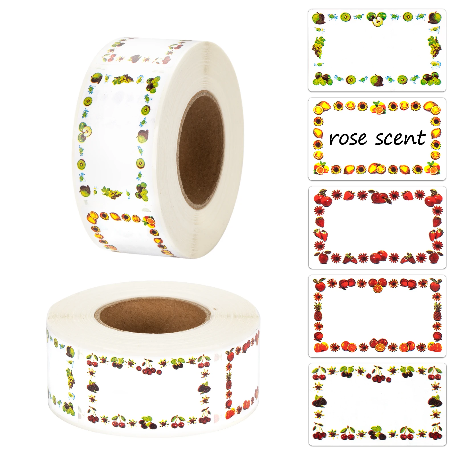 

500 шт., рулон наклеек с фруктами для печати (5 метров) — белые клейкие этикетки для подарочной упаковки своими руками, кухонной банки и организации