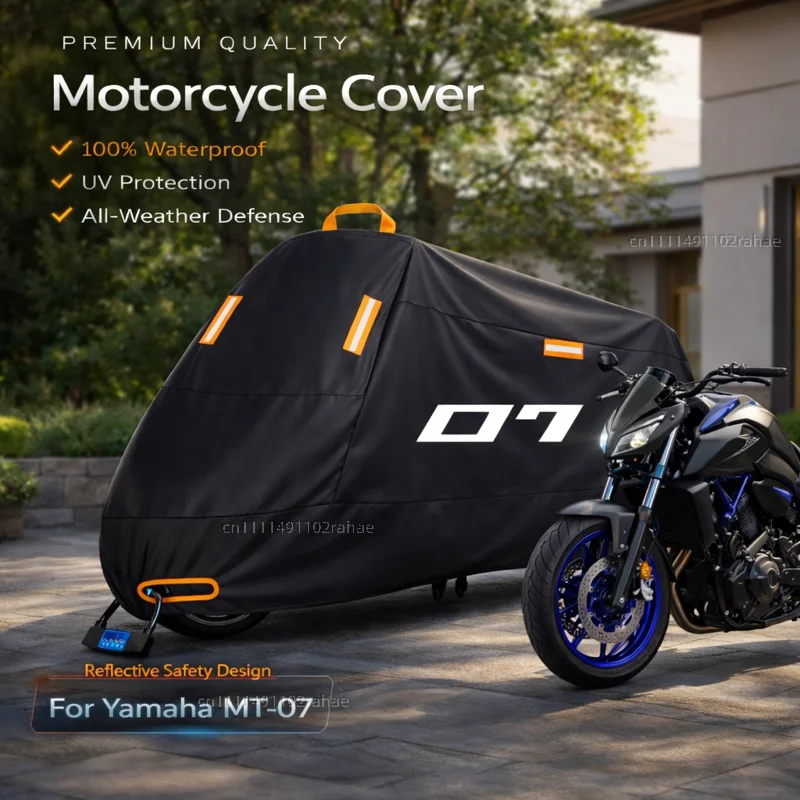 

For Yamaha MT-07 MT07 Motorcycle Cover Waterproof Heavy Duty Polyester Tarpaulin UV Protective Outdoor Rain Dust Sun Protector
