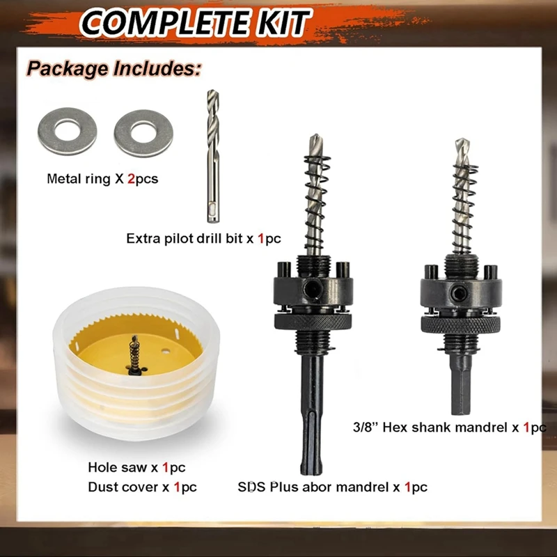 MAKE-6-19/64 รูสําหรับไฟ, รูฝุ่นชามสําหรับโคมไฟแบบฝัง 6In รวม 3/8In Hex Shank & SDS Plus Arbor