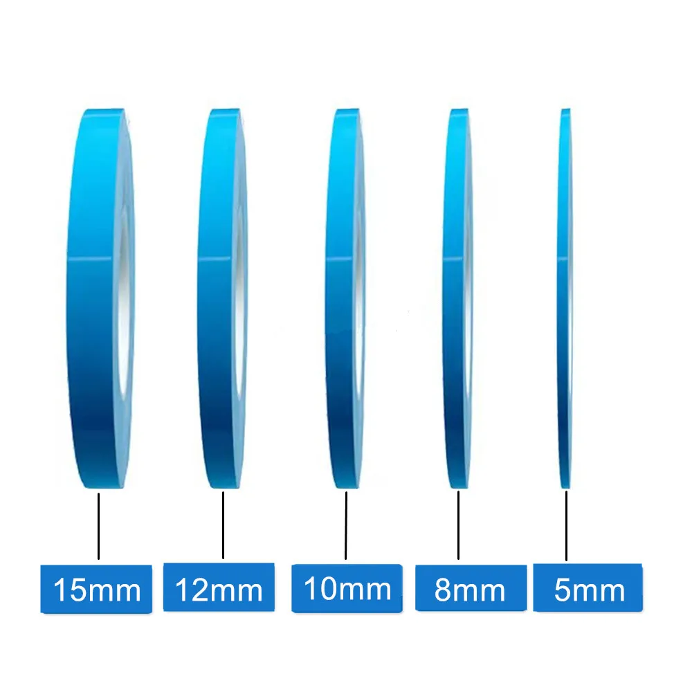 5/8/10/12/15mm (W) x 50m (L) Blue High Temperature Resistant Double Sided Adhesive Sticker for TV Backlight LED Strips Back Tape