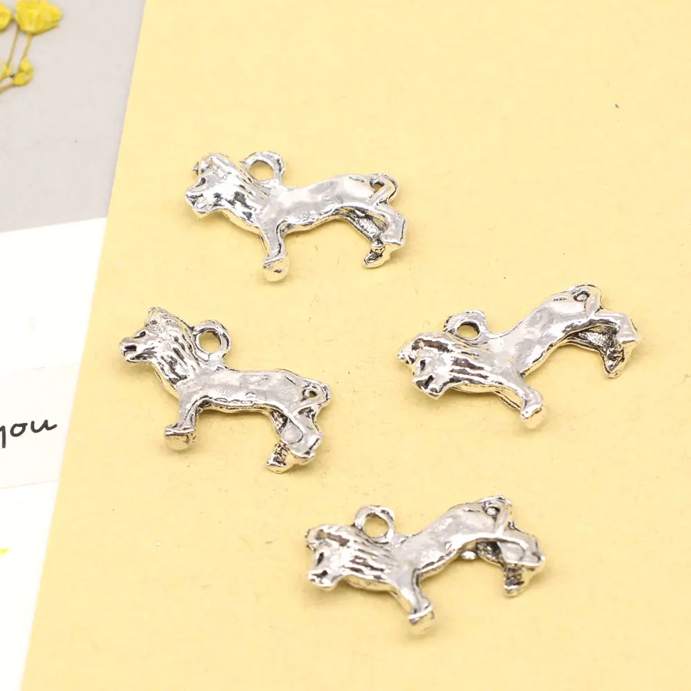 

5pcs 15x23mm Lion Charms Couple Pendants Hobbies And Crafts Materials Jewelry Trendy Antique Silver Color