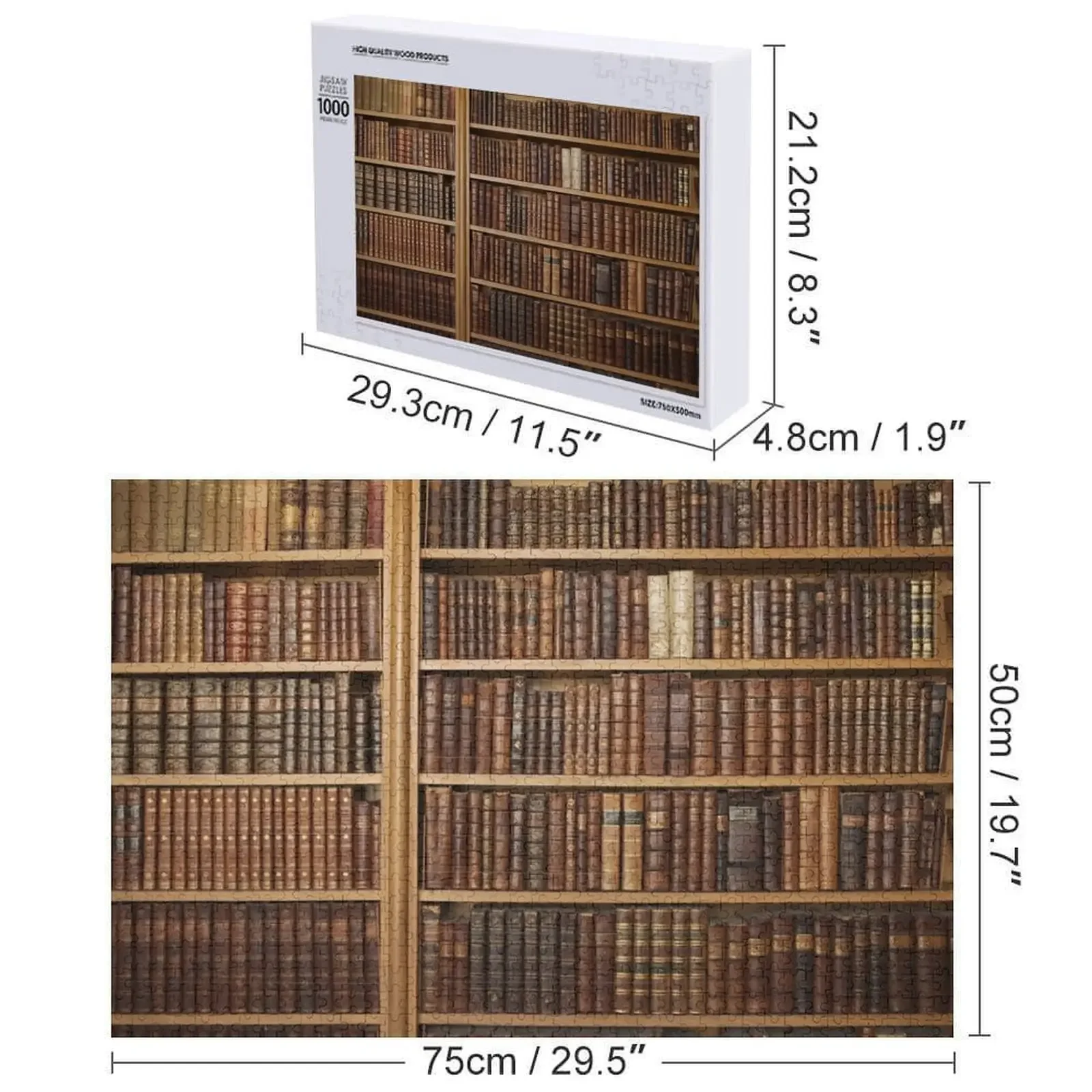 Bookcase with old books Jigsaw Puzzle Children Baby Wooden Jigsaw Custom Personalized Baby Object Puzzle