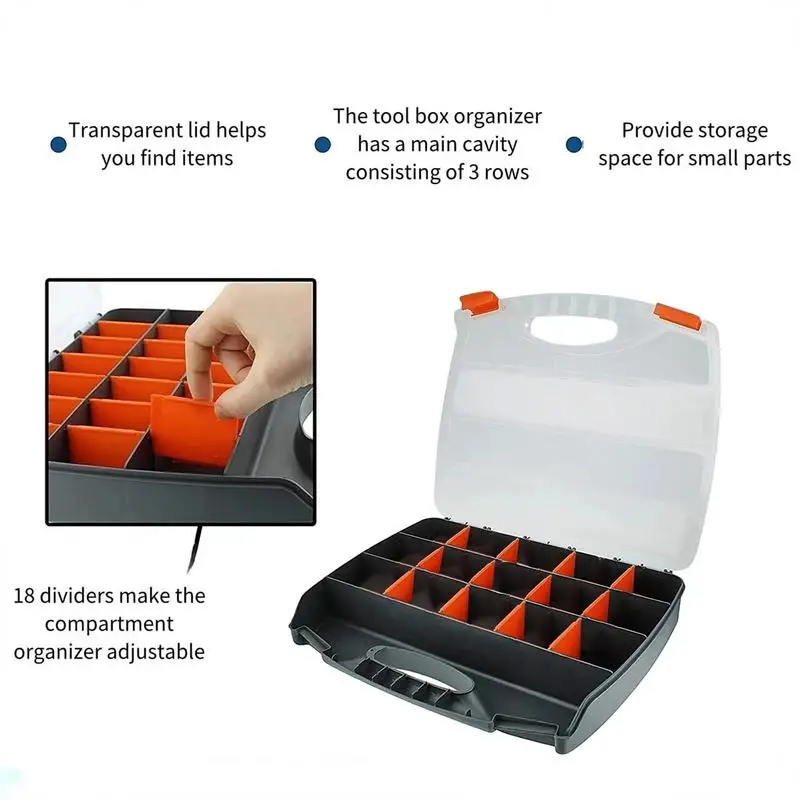 ABS Plastic Portable Parts Box Toolbox Multi-Grid Screw Storage Box Metal Parts Hardware Tool Screwdriver Auto Repair Tool Box