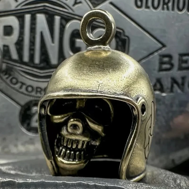 【Only belt】 Fashion Riding Motorcycle Skull Gremlin Bell DIY Keychain Pendant Backapck Decoration Gifts