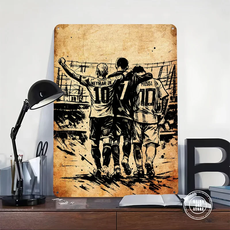 Messi Metal Wall Art Neymar Bedroom Decoration Room Home Decor Ornaments Wand Deko Garage Accessories Funny Signs Tin Sign Items