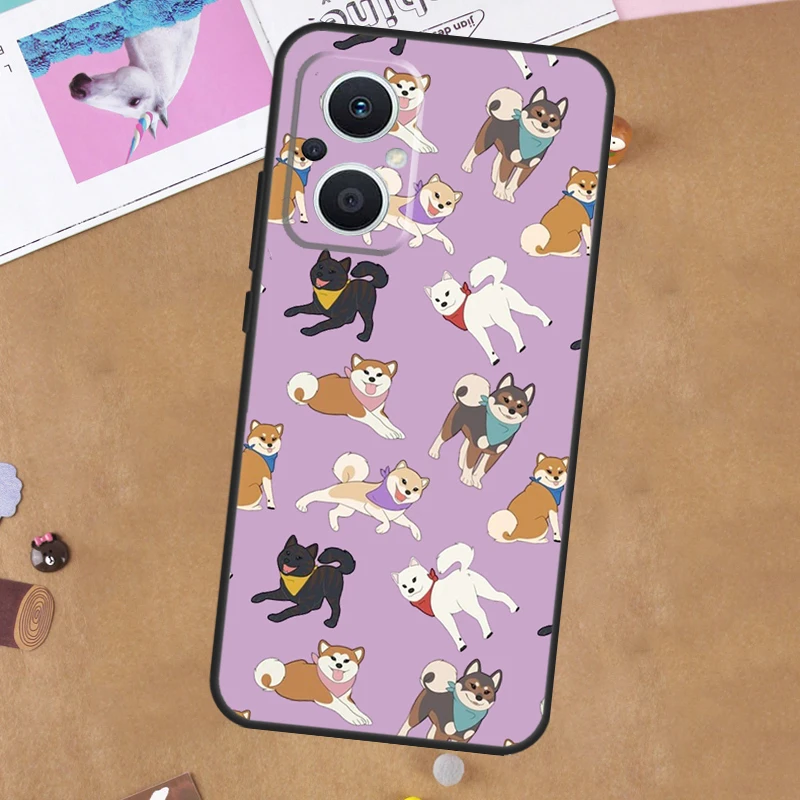 Animal Cartoon Akita Dog Case For OPPO Find X3 X2 Lite Neo X6 X5 Pro Reno 3 4 5 6 7 8 Lite 8T 2Z 5Z 4Z Phone Cover