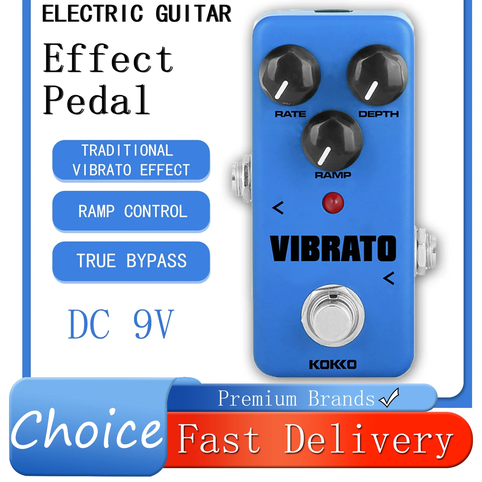 

Эффект-педаль KOKKO FVB2 Vibrato для электрогитары, традиционный эффект вибрато-тремоло, педаль с истинным байпасом, аксессуары для гитары