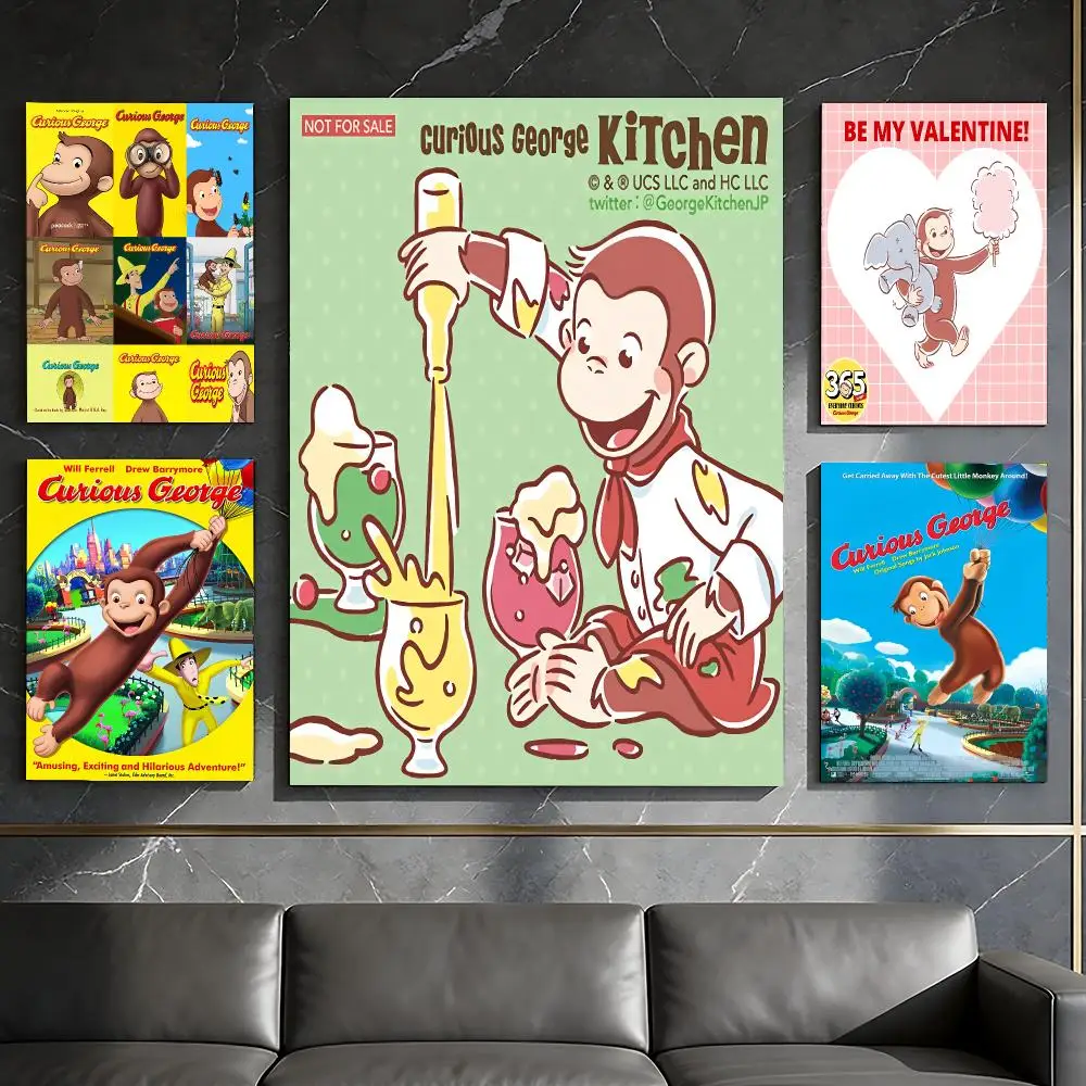 G-George The C-Curious Monkey Poster Waterproof Peel & Stick Wall Sticker Self Adhesive Art Decor For Living Room Bedroom