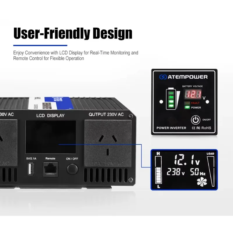 POWER 12v naar 240V DC naar AC 110v 220v Zuivere Sinusomvormer Omvormer 1500w 3000W