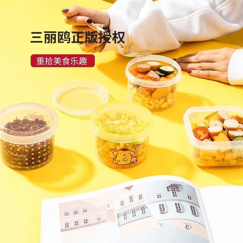 

MINISO Sanrio stackable circular bento box Cute three piece set portable students office workers bento box Toys for Gifts
