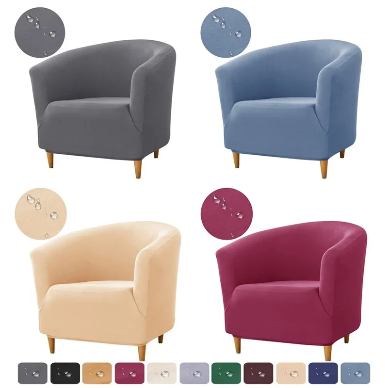 Housse de chaise de Club extensible, 1 pièce, hydrofuge, couleur unie, housse de canapé en Arc, housse de siège simple amovible, décor de comptoir de Bar d'hôtel