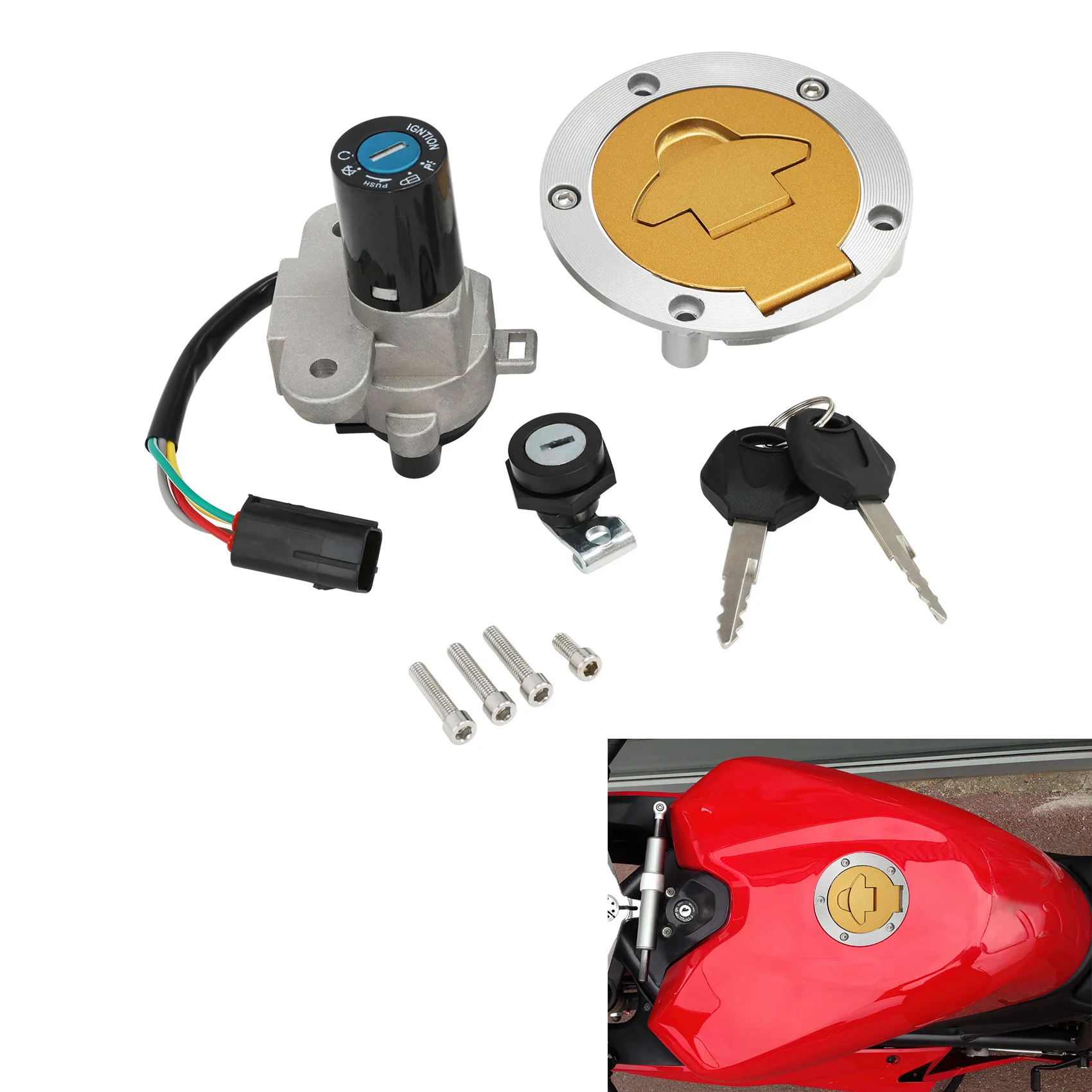

Ignition Switch Fuel Gas Cap Lock Key For Ducati 1198 2007-2013 1098 2008-2013 848 2008-2013 Hypermotard 1100 2007-2012