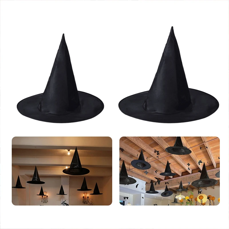 3 teile/satz Halloween Hexe Hut Schwarz Falten Zauberer Hüte Maskerade Party Karneval Kostüm Cosplay Requisiten Halloween Dekorationen TMZ