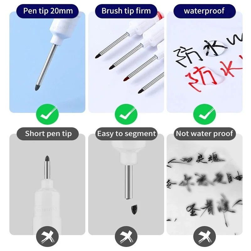 Imagem -03 - Impermeável White Marker Pen Long Nib Head Local de Construção Carpintaria Buraco Profundo Scribing Paint Marker Multi-purpose Pcs 20 mm