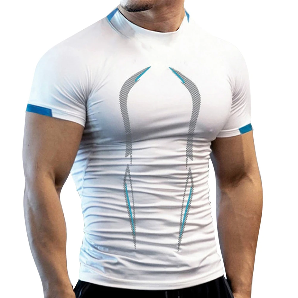 Mens Mens Top Polyester Pullover Quick Dry Short Sleeve Blouse Casual Fitness Gym.Activewear Muscle Slim Fit T-shirt