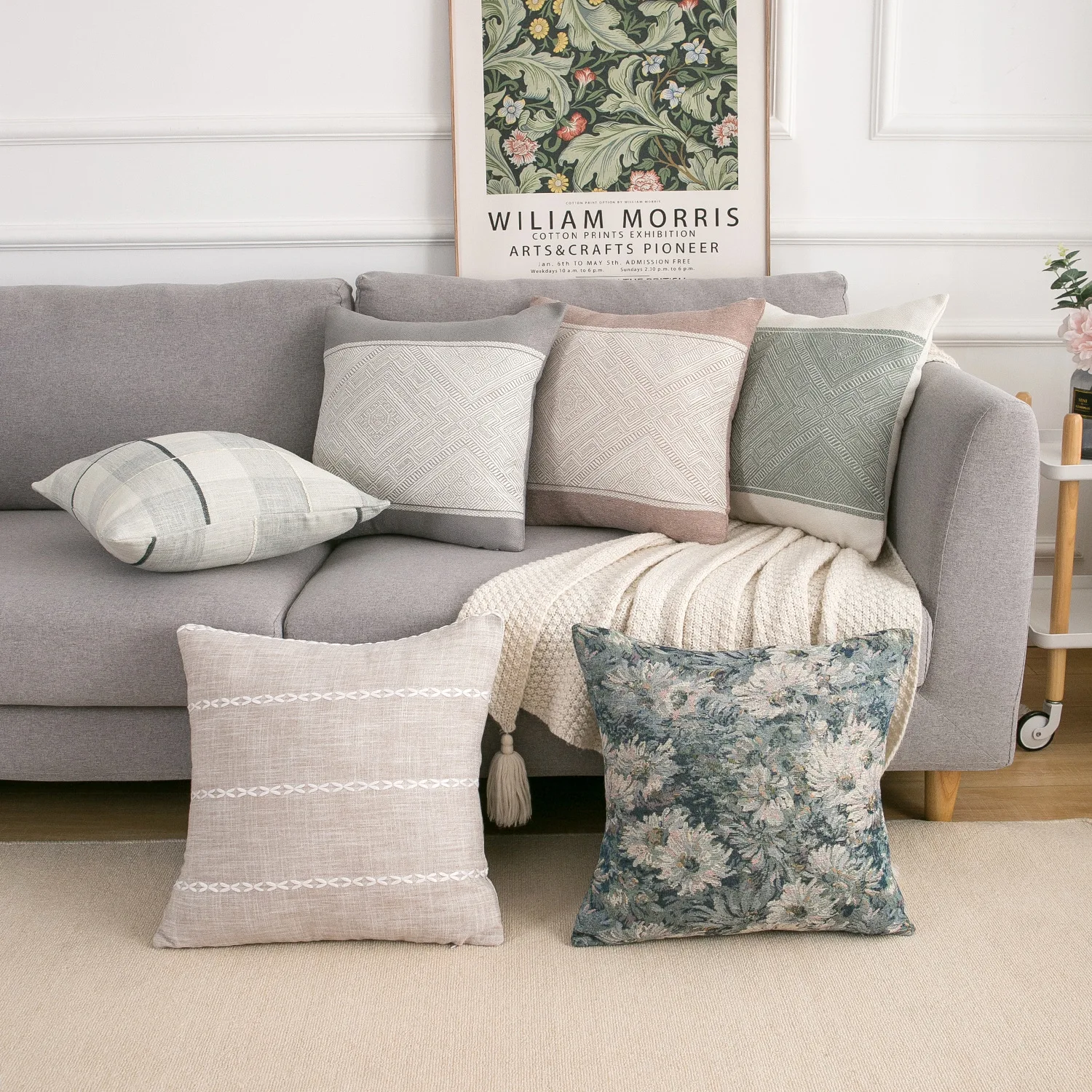

Modern Line Cotton Linen Pillow Case Without Core Pillow Case Classic Plaid Cushion Living Room Sofa Pillow Sofa Soft Clothes