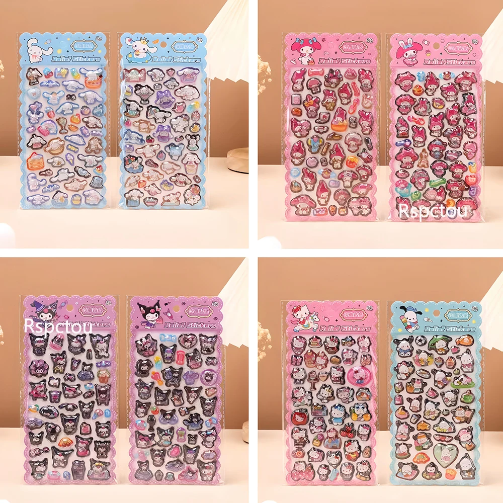8 stücke Kawaii Sanrio Stereoskopischen 3D Relief Aufkleber Cartoon Cinnamoroll Kuromi Aufkleber DIY Laptop Telefon Sammelalbum Nette Aufkleber Spielzeug