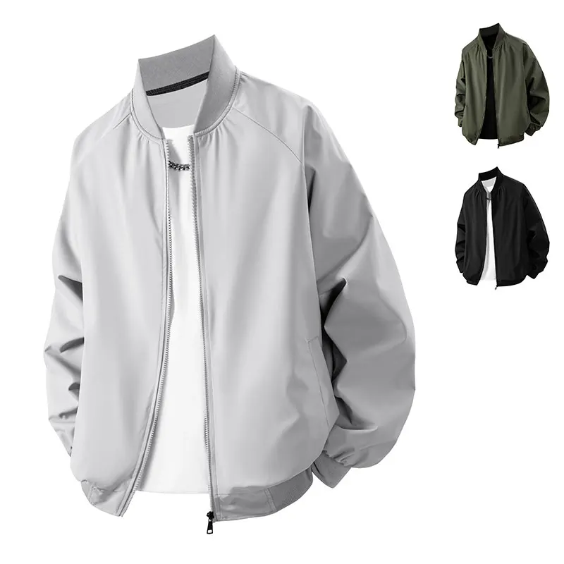 

Busin Повседневная мужская куртка с бейсбольным воротником, летный костюм, куртка, молодежная верхняя одежда, свободная посадка из полиэстера, длинный све, ветрозащитный
