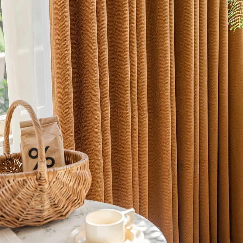 Fishbone Pattern Imitation Cashmere Herringbone Pattern Gray Jacquard Thickened Curtains for Bedroom Living Room Balcony Curtain