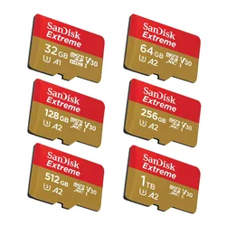 SanDisk Extreme microSD 1TB 512GB 256GB Memory Card A2 U3 UHS-I Cards USB3.0 4K Flash micro SD Card for Camera GoPro DJI drone