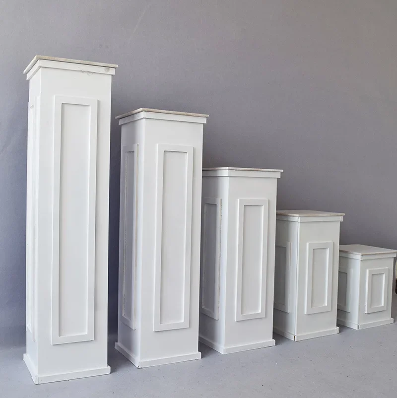 -LDJ869 Decorative PVC Wedding Stage Props White Square Column Plinth Roman Pillars Column Molds For Sale