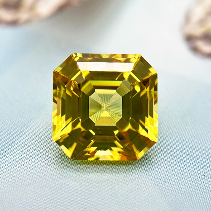 

Lab Grown Sapphire Yellow Color Asscher Cut Various Colors Multiple Sizes for Diy Jewelry Making Selectable AGL Certificate