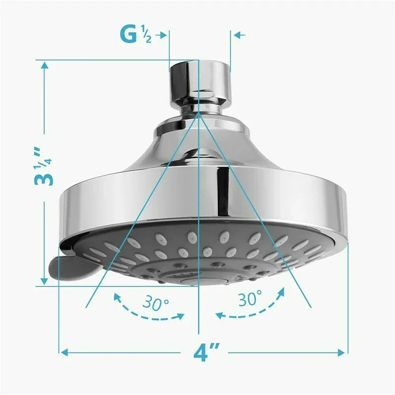 Pulvérisateur de pommeau de douche portable haute pression, douches pour la salle de bain, buse de pluie de 4 pouces, fixation ABS chromé, 5 modes réglables