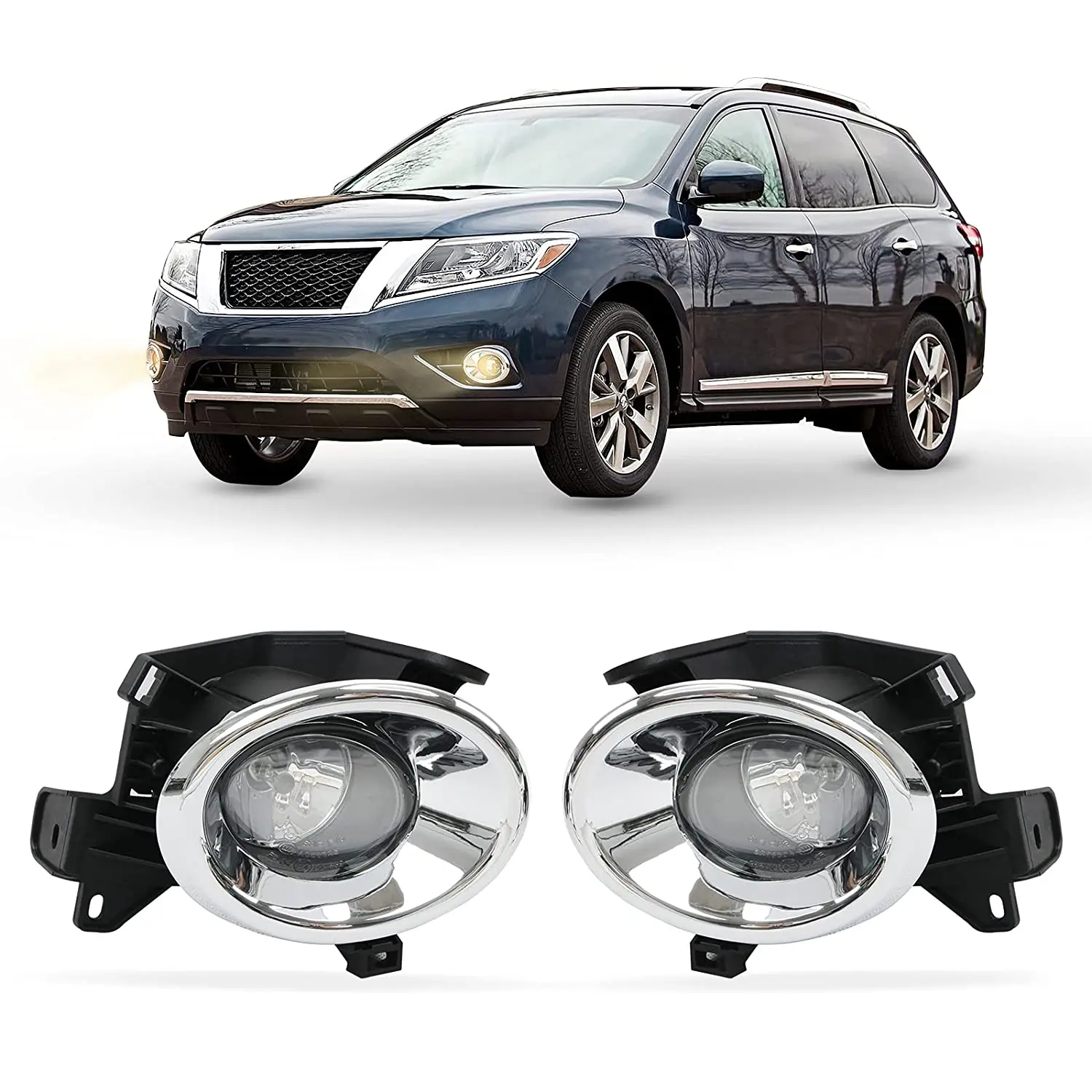 Fog Lights for Nissan Pathfinder 2013 2014 2015 2016 Front Fog Lamps Set Clear Lens With Bulb Switch Wire Harness Bezel Bracket