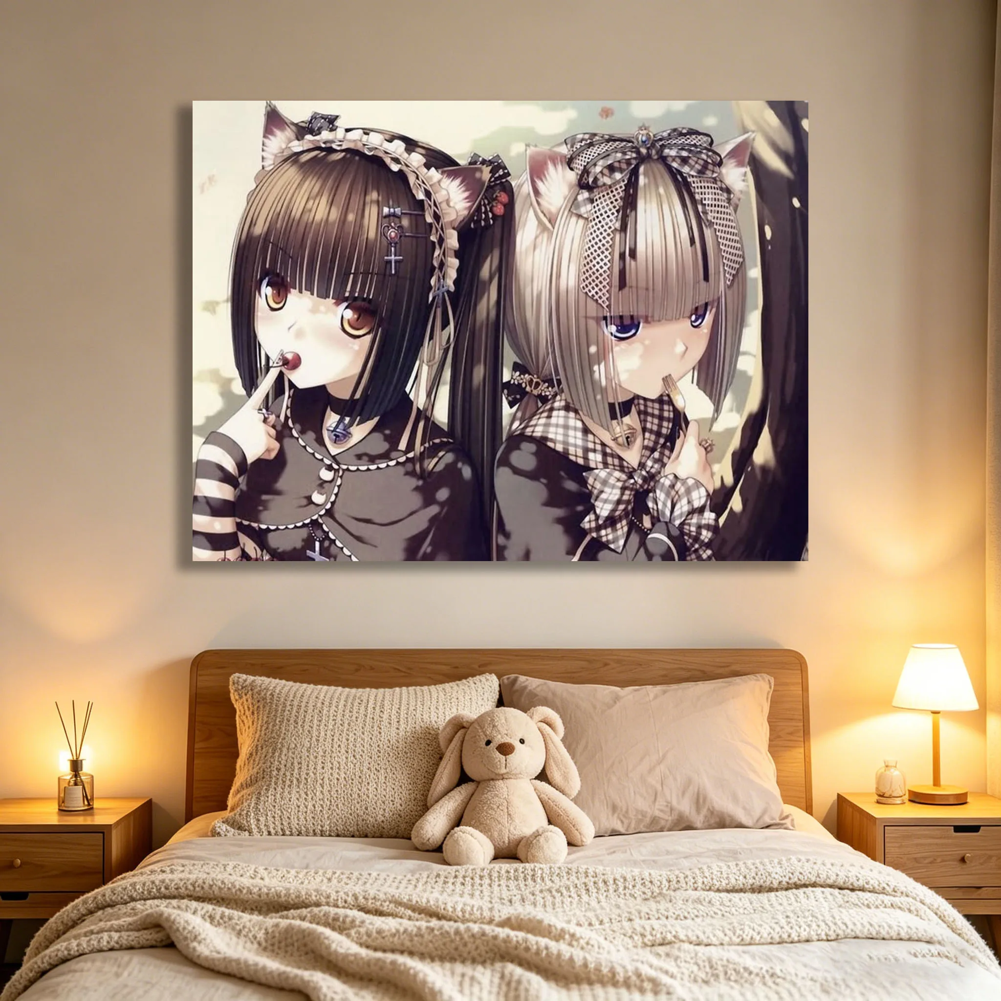 Nekopara Moe Tapestry 2000s Anime Girl Group Vintage Wall Hanging Aesthetic Bedroom House Dorm Living Room Decor