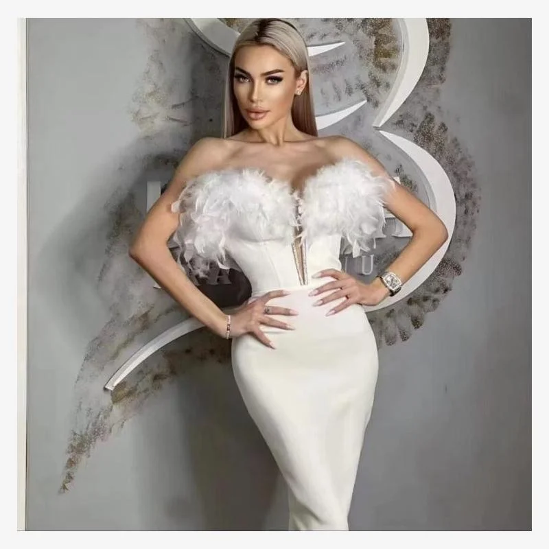 

Летнее вечернее платье-накидка с пайетками и стразами, с перьевым пэчворком, без бретелек, из полиэстера, для танцев и вечеринок