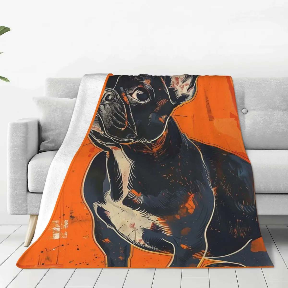 French Bulldog Fabulous Frenchie Illustration Blankets Flannel Sofa Throw Blankets For Home Bedroom Throws Bedspread Quilt