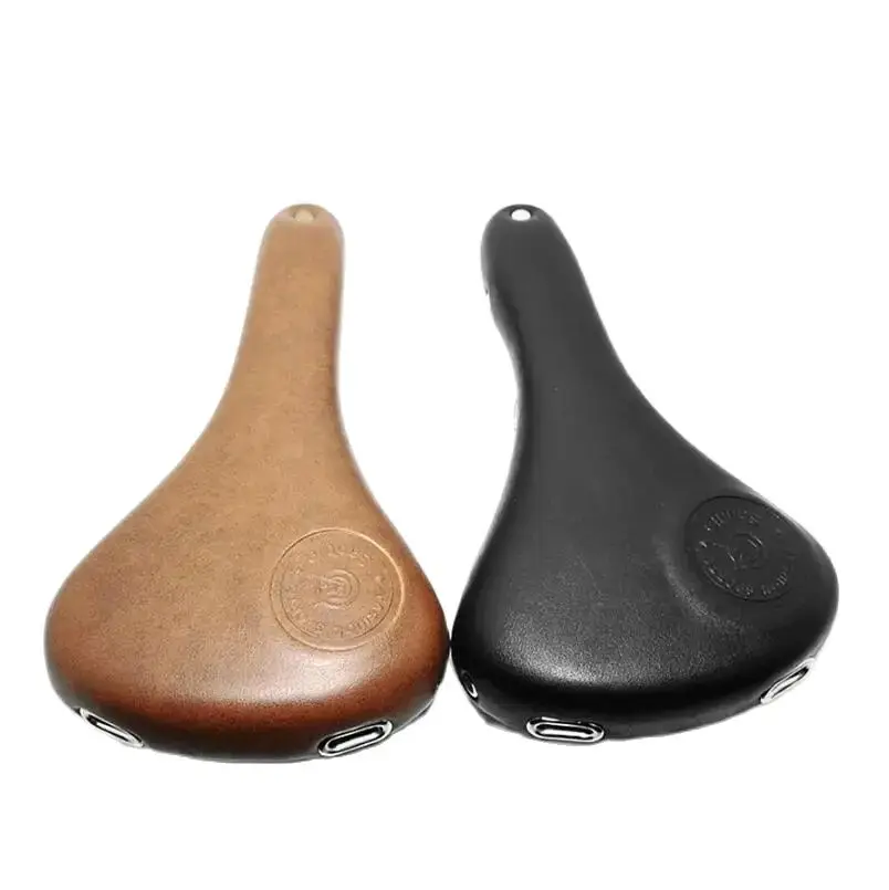 Q1106 Bicycle Saddle Handmade Brown Vintage Racing Mountain Bike Cushion Saddle Brown High - End Retro Bag Seat