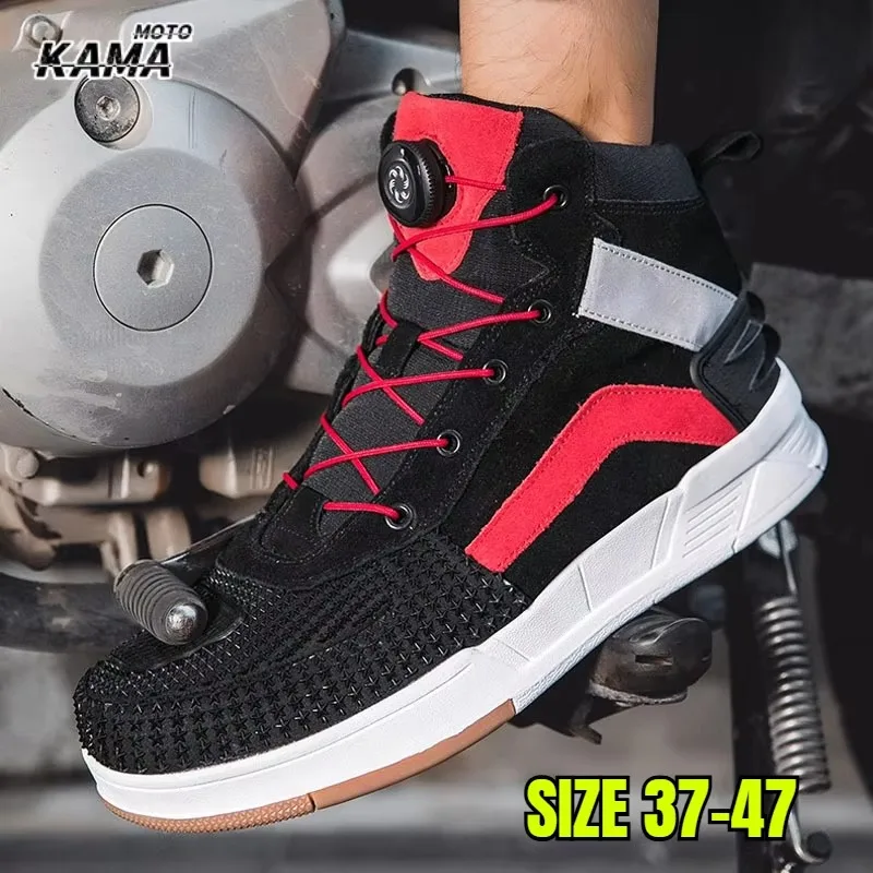 Motorcycle Boots Casual Shoes Ultrafine Fiber Leather Motorcycle Cross-country Riding Boots Motorcycle Riding Shoes Botas Moto