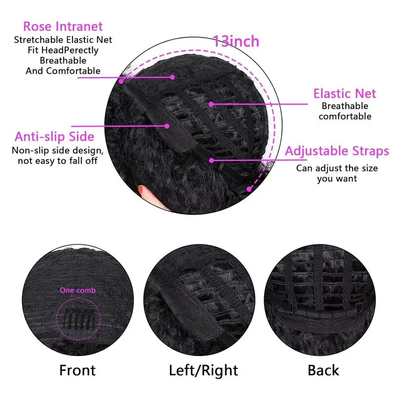 الأفرو رقيق شعر بشري مجعد الباروكات 70S جيري حليقة شعر مستعار شعر مستعار واحد اثنين نمط غلويليس شعر مستعار منتفخ نطاط شعر مستعار نطاط الرطب والجاف التصميم