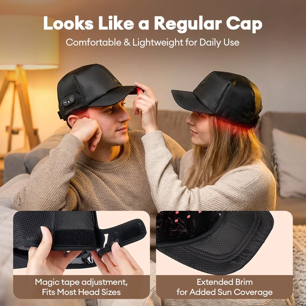 650nm 850nm Cordless Red Light Hair Growth Cap Anti Hair Loss Treatment Hat Target Thinning Scalp Hairline Crown for Men Women view 5