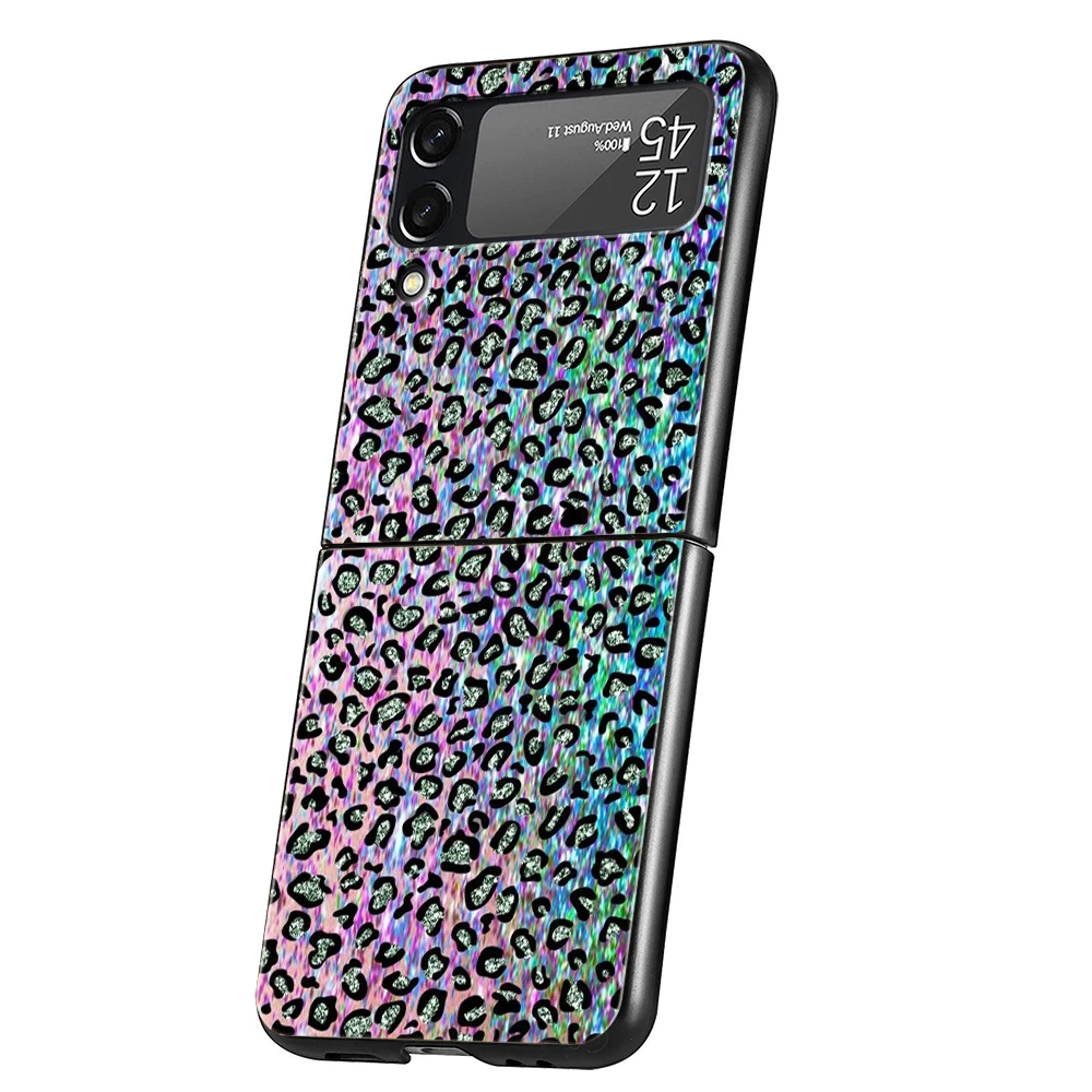 Tiger Leopard Print Panther Phone Cover For Samsung Galaxy Z Flip 4 Case Black For Samsung Z Flip3 Hard PC Luxury Foldable Shell