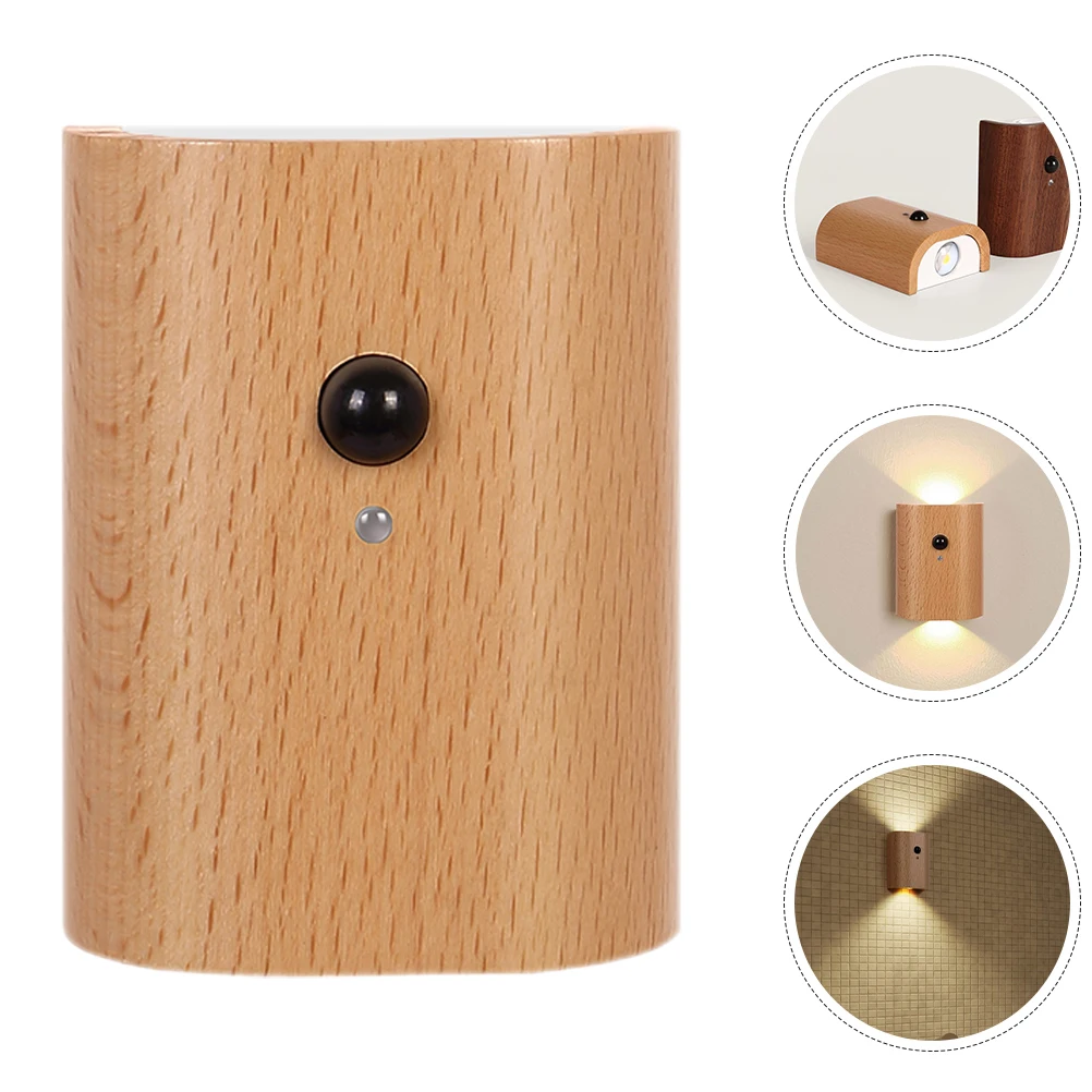 

Wooden LED Light Motion Sensor Night Lamp Rechargeable Rechargeable Wall Light Indoor Lights Bedroom Bathroom Living Room Sconce